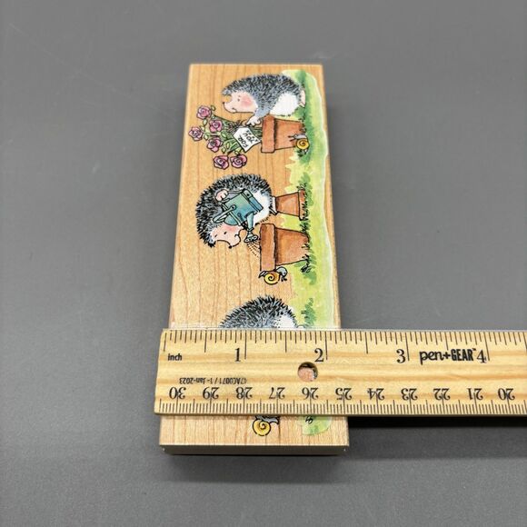 Penny Black Rubber Stamp 2363K Labour of Love Margaret Sherry Hedgehogs Flowers - Picture 6 of 7